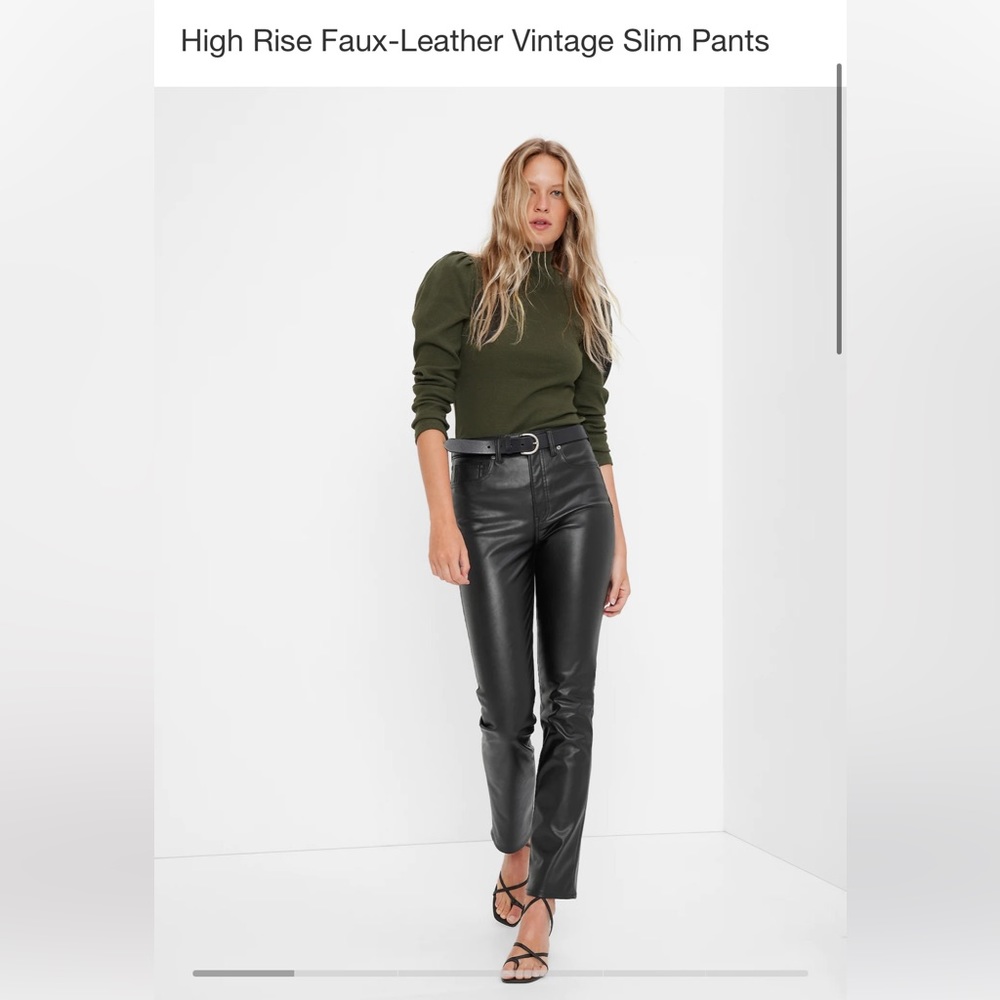 High rise faux leather pants